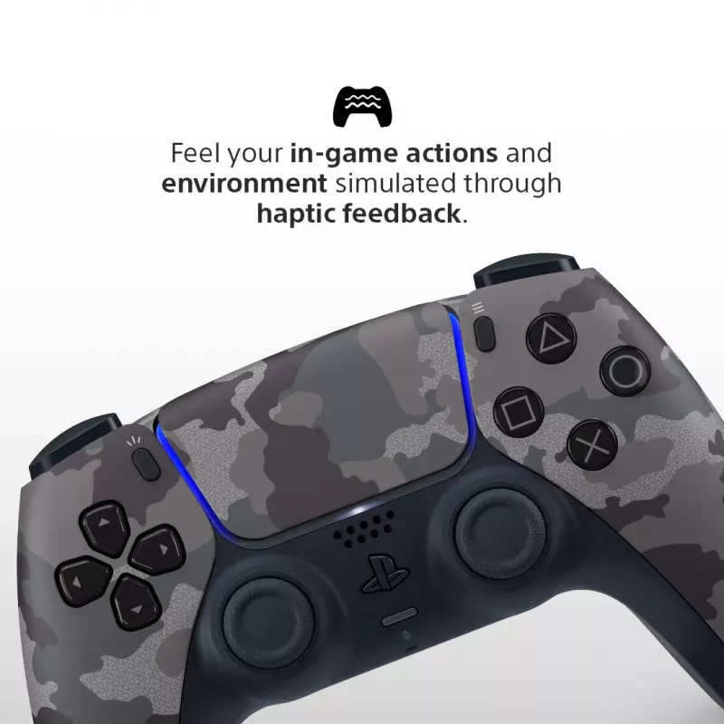 Žaidimų pultas Sony DualSense v3 Camouflage – Bluetooth/USB, PS5, įmontuota baterija, USB‑C, 160×106×66 mm