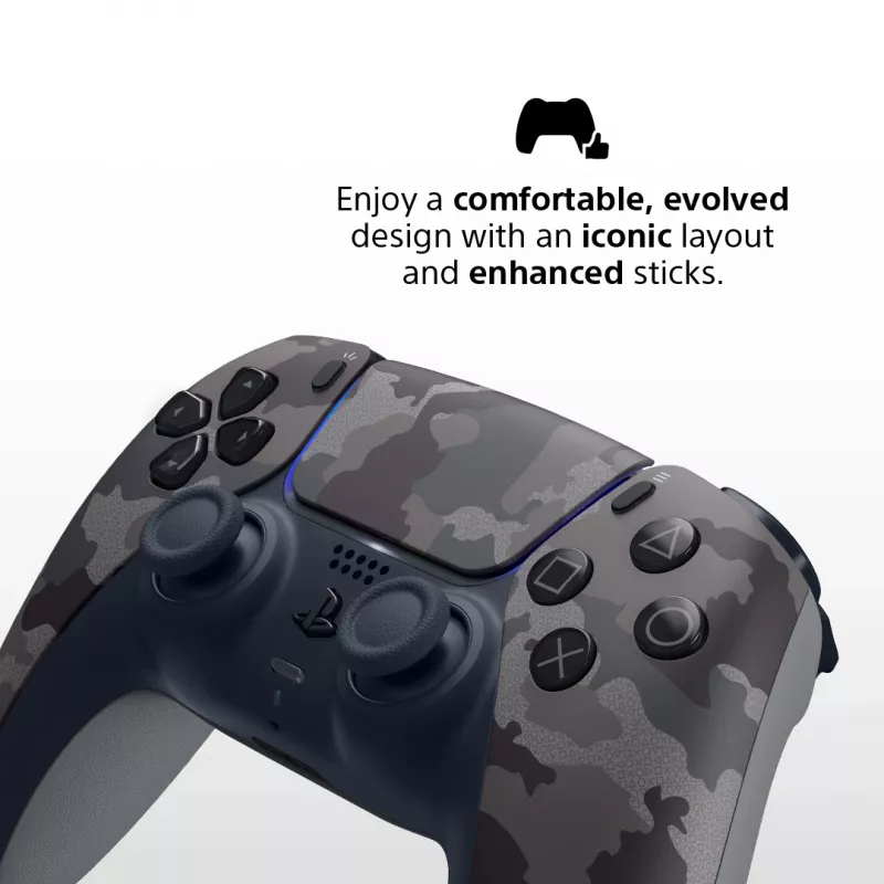 Žaidimų pultas Sony DualSense v3 Camouflage – Bluetooth/USB, PS5, įmontuota baterija, USB‑C, 160×106×66 mm