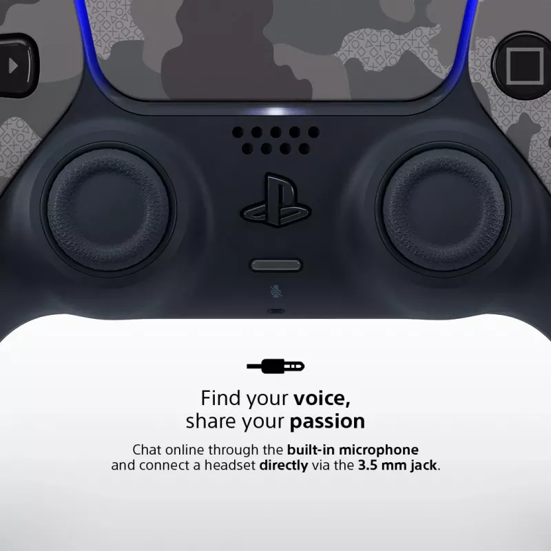 Žaidimų pultas Sony DualSense v3 Camouflage – Bluetooth/USB, PS5, įmontuota baterija, USB‑C, 160×106×66 mm