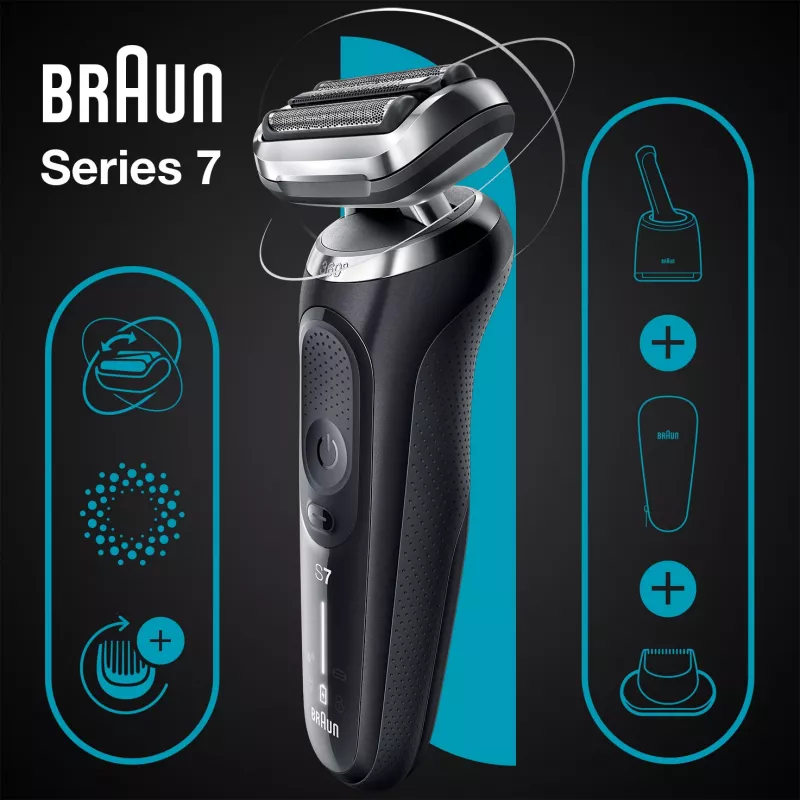 Braun Series 7 71-N7200cc skustuvas su folija juodas