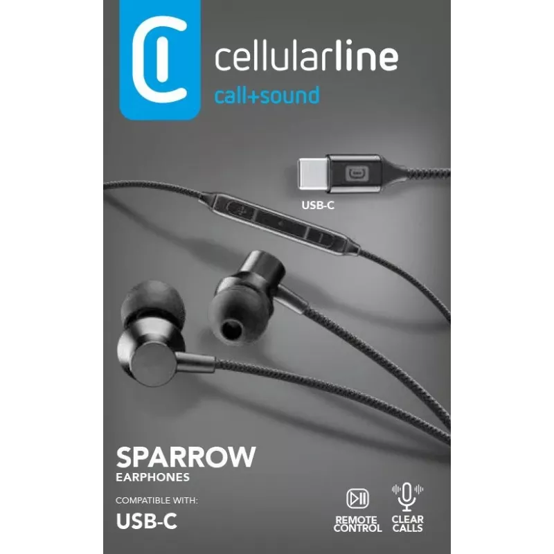 Cellularline SPARROW Stereo į ausį įdedamos ausinės su mikrofonu ir nuotolinio valdymo pulteliu