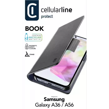 Cellularline Book - Samsung Galaxy A36/A56 dėklas su kortelių kišene ir magnetiniu užsegimu