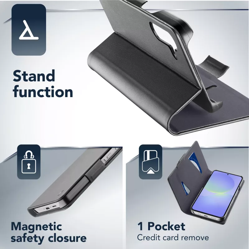 Cellularline Book - Samsung Galaxy A36/A56 dėklas su kortelių kišene ir magnetiniu užsegimu