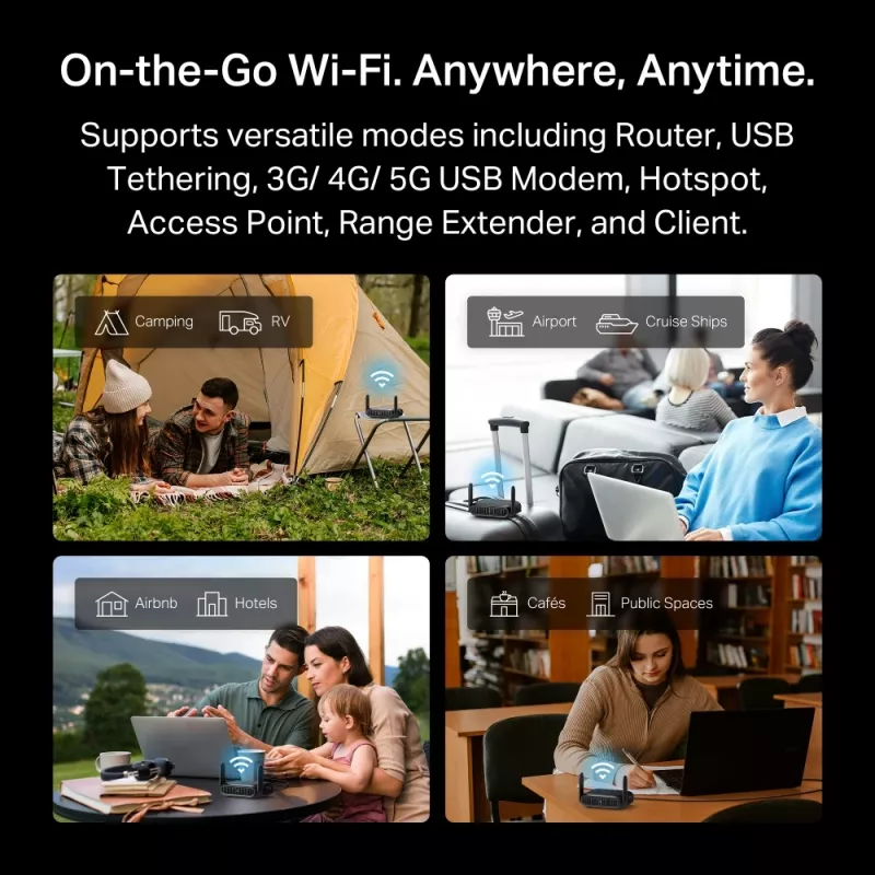 TP-Link BE3600 belaidis maršrutizatorius Wi-Fi 7, 2.5 Gigabit Ethernet, dviejų juostų (2,4 GHz / 5 GHz), juodas