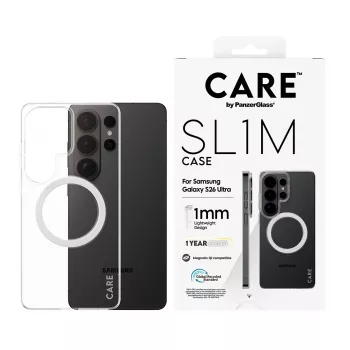 Dėklas PanzerGlass CARE™ SL1M permatomas su Qi, skirtas Samsung Galaxy S26 Ultra (6,9 colio)