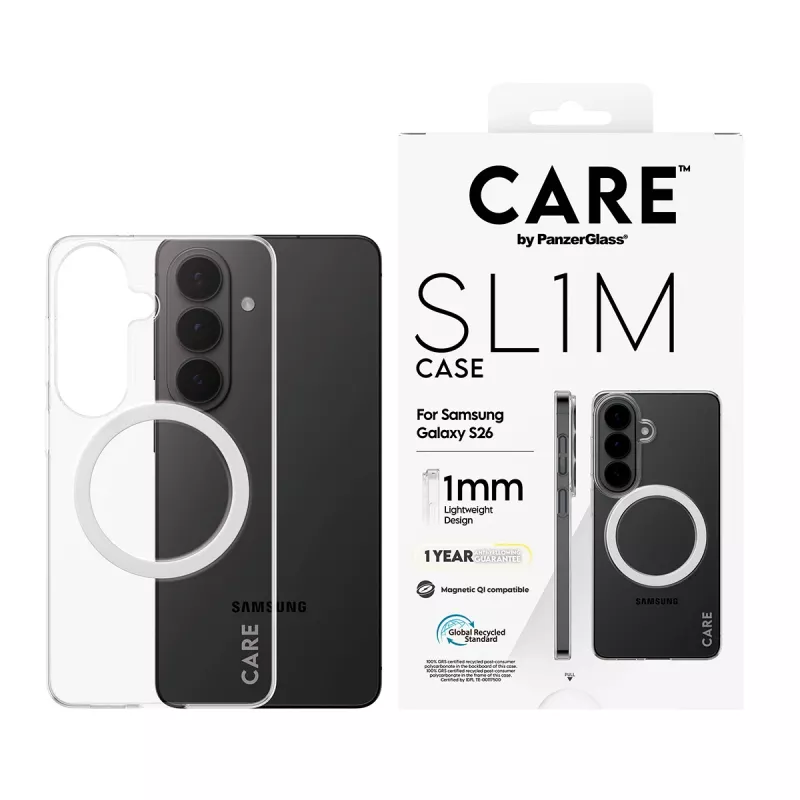 PanzerGlass CARE™ SL1M Skaidrus Dėklas su Qi Samsung Galaxy S26, tinka iki 16 cm (6,3 col.) ekranui