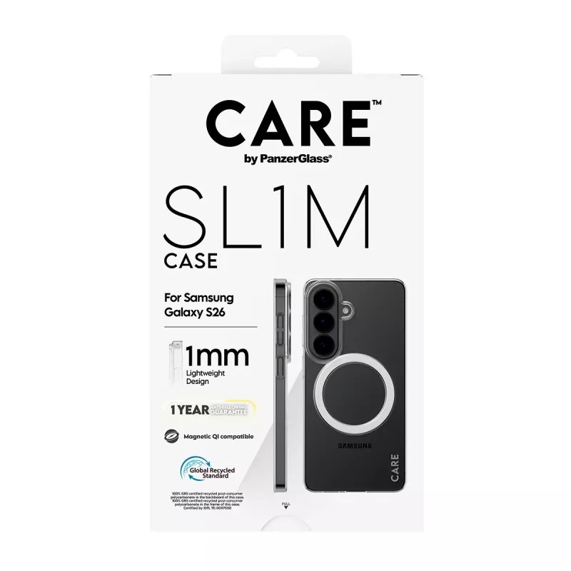 PanzerGlass CARE™ SL1M Skaidrus Dėklas su Qi Samsung Galaxy S26, tinka iki 16 cm (6,3 col.) ekranui