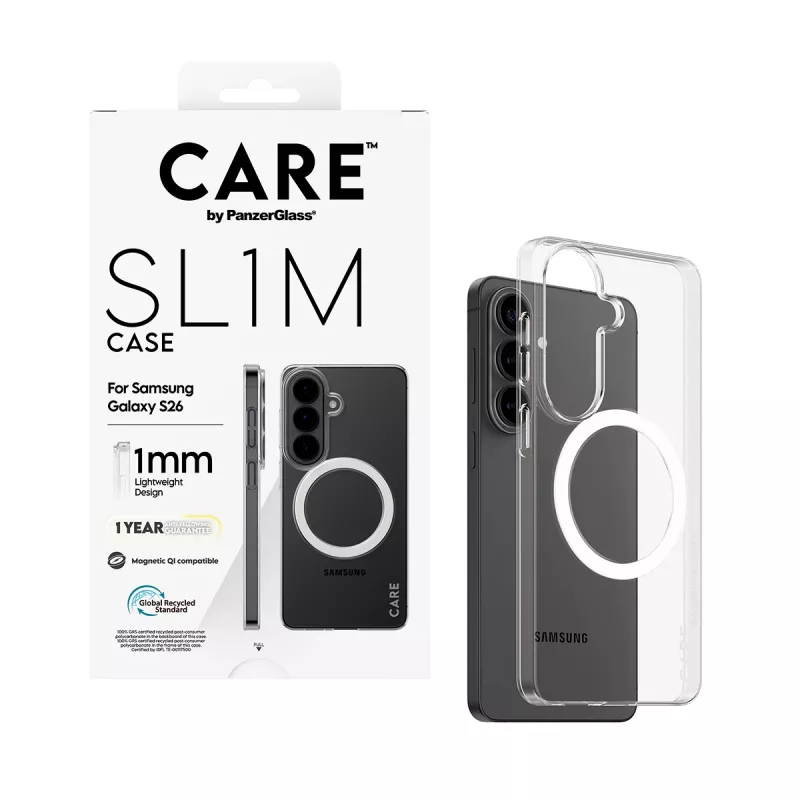 PanzerGlass CARE™ SL1M Skaidrus Dėklas su Qi Samsung Galaxy S26, tinka iki 16 cm (6,3 col.) ekranui
