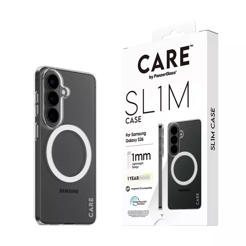 PanzerGlass CARE™ SL1M Skaidrus Dėklas su Qi Samsung Galaxy S26, tinka iki 16 cm (6,3 col.) ekranui