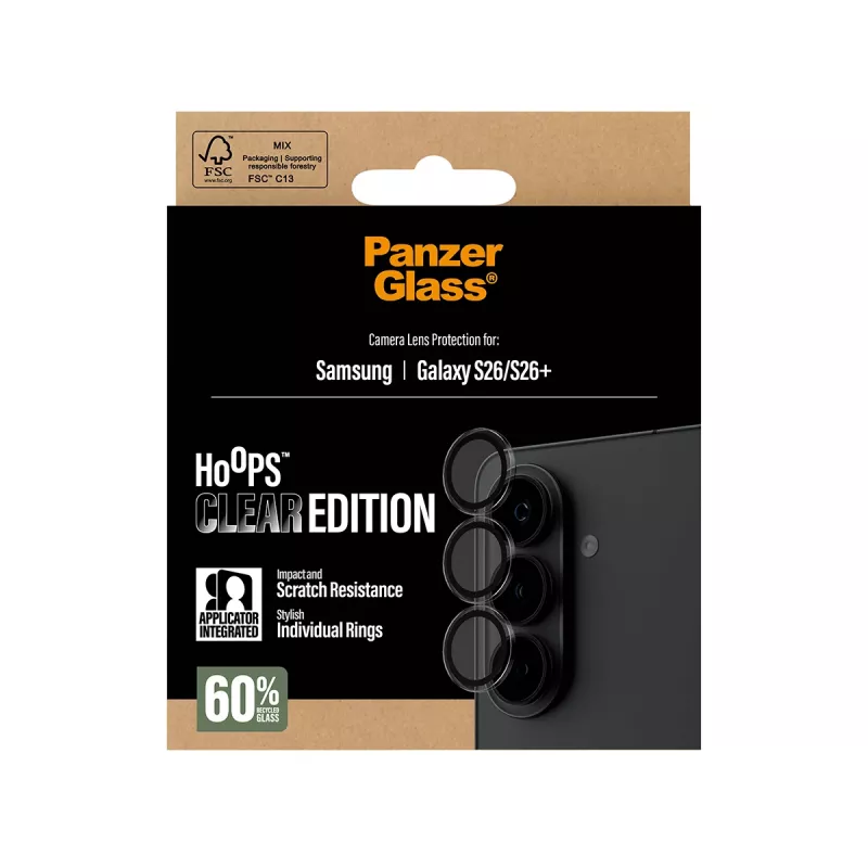 Apsauginis kameros lęšio stikliukas PanzerGlass Hoops permatomas, skirtas Samsung Galaxy S26 / S26+ (PG88885)