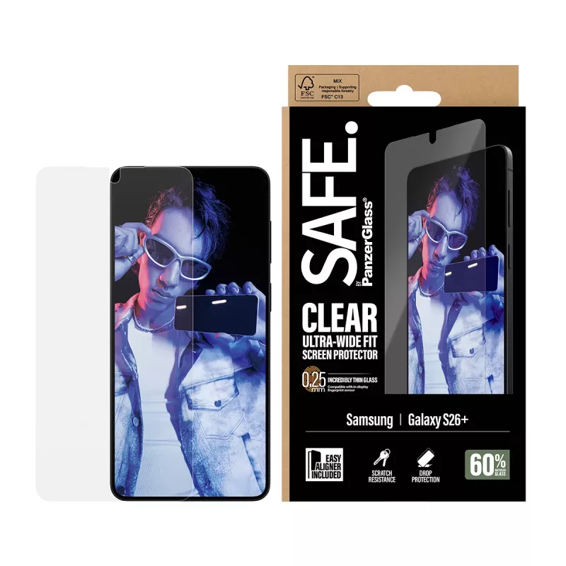 PanzerGlass SAFE. by ® Ekrano apsauga Samsung New Galaxy S 2026 Plus | Ultra-Wide Fit su EasyAligner