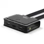Lindy 2 prievadų HDMI 18G, USB Type C, USB 2.0 ir garso kabelinis KVM jungiklis
