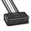 Lindy 2 portų KVM perjungiklis, HDMI 4K60, USB 2.0 ir audio, kabelis, juodas