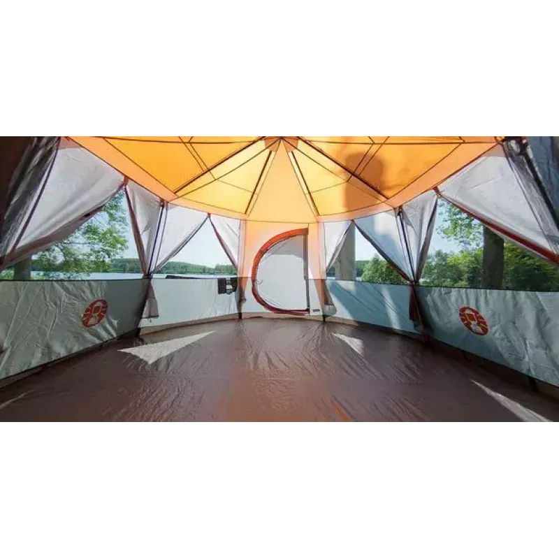 Palapinė Coleman Cortes Octagon 8 – 8 vietų, kietas rėmas, 15,7 m², pilkai oranžinė