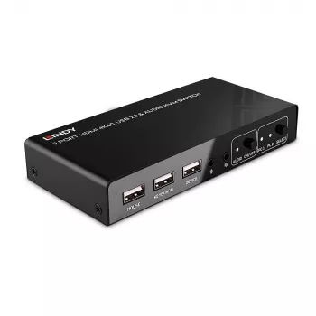 Lindy 2 prievadų HDMI 4K60, USB 2.0 ir garso KVM jungiklis