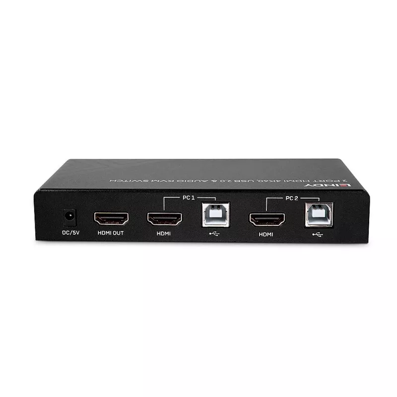 Lindy 2 prievadų HDMI 4K60, USB 2.0 ir garso KVM jungiklis