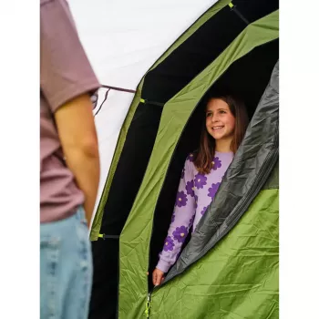Palapinė COLEMAN Rocky Mountain 5 BlackOut Green/Grey – 2025 m. modelis, tunelinė šeimyninė palapinė 5 asmenims