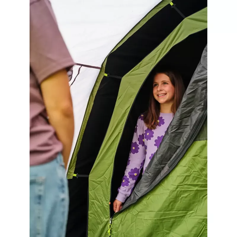Palapinė COLEMAN Rocky Mountain 5 BlackOut Green/Grey – 2025 m. modelis, tunelinė šeimyninė palapinė 5 asmenims
