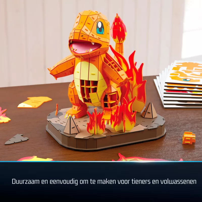4D Build Pokémon Charmander 3D modelio rinkinys – Kanto pirmųjų partnerių kolekcija, 241 detalė, nuo 12 metų