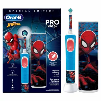 Oral-B Vitality Pro Kids Spiderman besisukantis-osciliuojantis vaikiškas dantų šepetėlis Mėlyna, Raudona