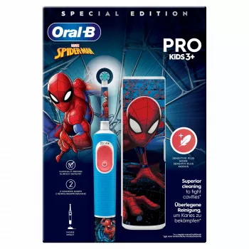 Oral-B Vitality Pro Kids Spiderman besisukantis-osciliuojantis vaikiškas dantų šepetėlis Mėlyna, Raudona