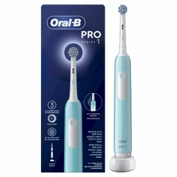 Oral-B Pro 1 Sensitive Clean beslotinis besisukantis-osciliuojantis dantų šepetėlis suaugusiems, mėlynas