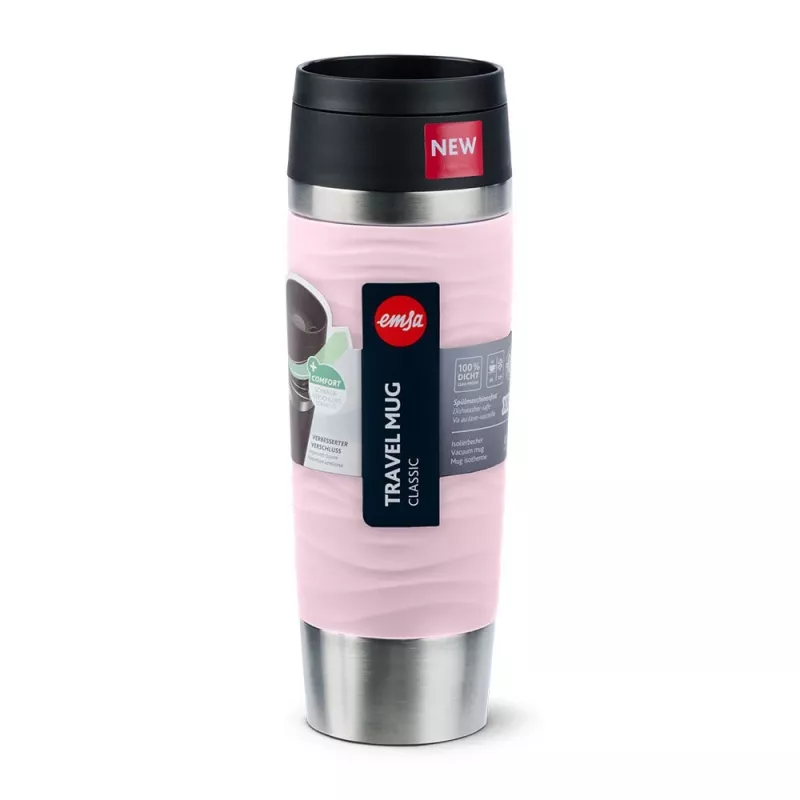 Kelioninis puodelis EMSA Travel Mug Waves Grande 500 ml rožinis, nerūdijantis plienas