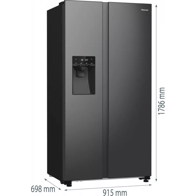 Šaldytuvas Hisense RS5P535NTFE šalia šaldiklio, laisvai pastatomas, 566 L, juodos spalvos