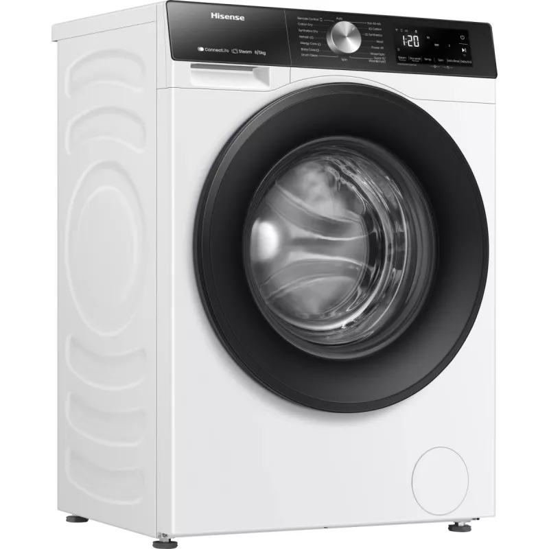 Hisense WD3S8043BW3 skalbyklė su džiovinimo funkcija, laisvai pastatoma, balta