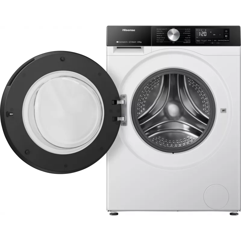Hisense WD3S8043BW3 skalbyklė su džiovinimo funkcija, laisvai pastatoma, balta