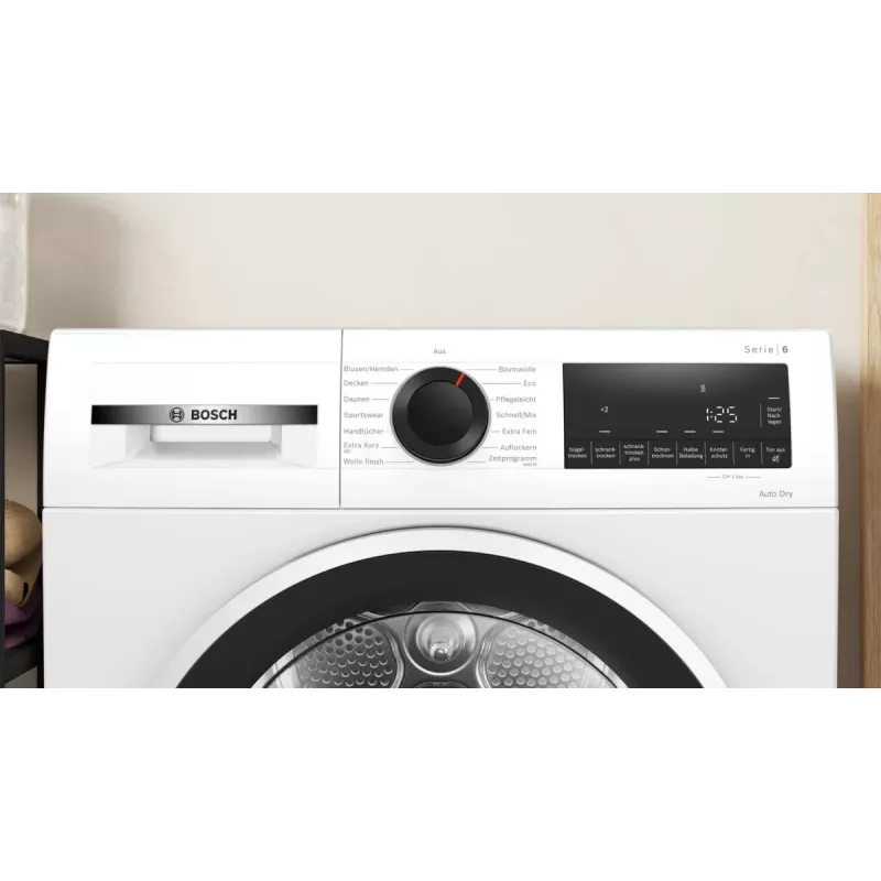 Bosch Serie 6 WQG241001 džiovintuvas Laisvai pastatomas Pakrovimas iš priekio 9 kg Baltas