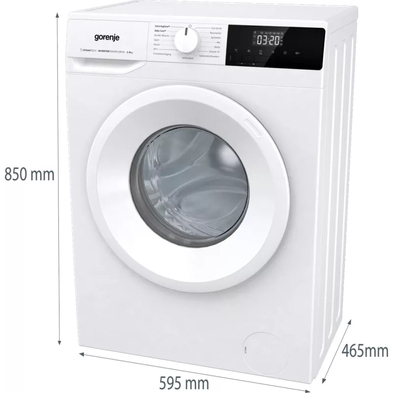 Skalbimo mašina Gorenje WNHPI62SCPS/DE, priekinė, 6 kg, 1200 aps./min., balta