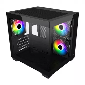 Fortron FSP Geh Mini S140 BA mikro-ATX / M-ITX kompiuterio korpusas, ARGB, juodas