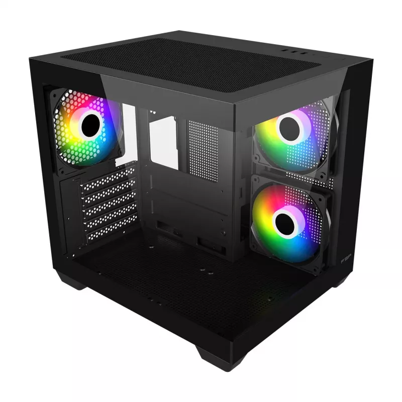 Fortron FSP Geh Mini S140 BA mikro-ATX / M-ITX kompiuterio korpusas, ARGB, juodas