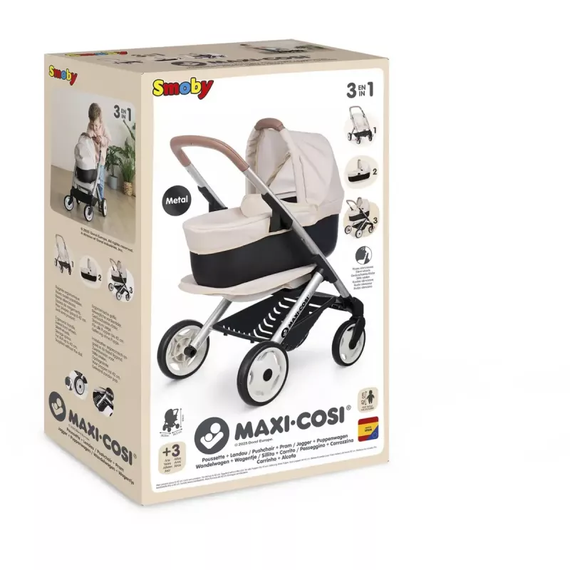 Lėlės vežimėlis 3-in-1 Simba-Dickie Smoby Maxi-Cosi smėlio spalvos