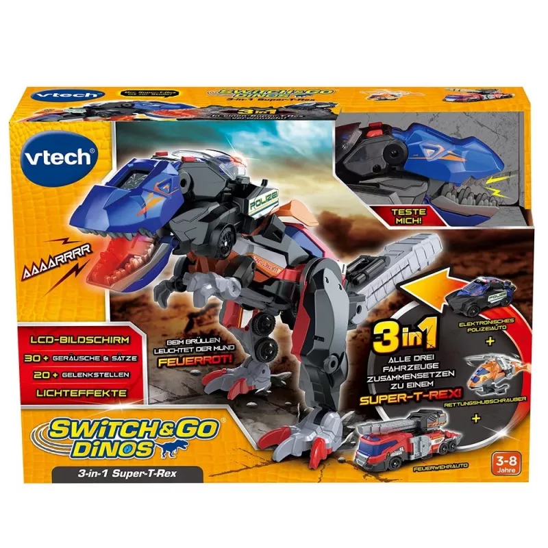 VTech Switch & Go Dinos 549504, transformuojamas dinozauras, garsiniai efektai, įvairiaspalvis, nuo 3 metų