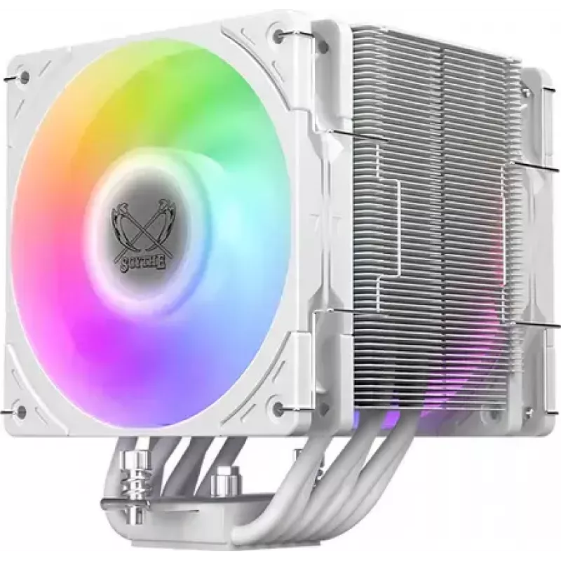 Procesoriaus aušintuvas SCYTHE Mugen 6 Dual Fan White ARGB Edition, du 120 mm ventiliatoriai, baltas