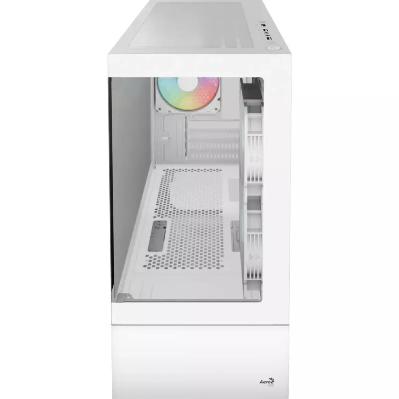 Bokštinis kompiuterio korpusas AEROCOOL Viewport Mini-G-WT-v4 ARGB su dviem grūdinto stiklo plokštėmis, baltas