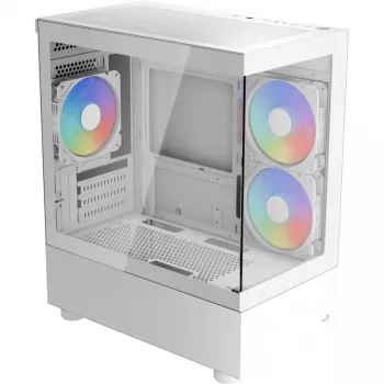 Bokštinis kompiuterio korpusas AEROCOOL Viewport Mini-G-WT-v4 ARGB su dviem grūdinto stiklo plokštėmis, baltas