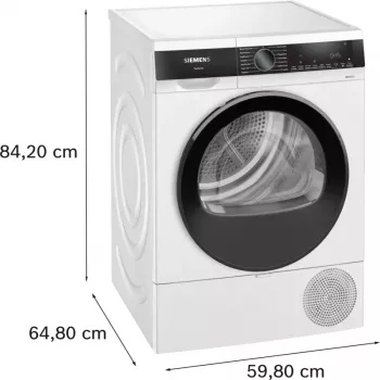 Siemens iQ500 WQ33G2D41 džiovyklė su šilumos siurbliu Laisvai pastatoma Pakrovimas iš priekio 9 kg Balta