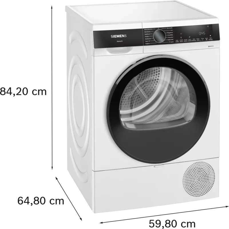 Siemens iQ500 WQ33G2D41 džiovyklė su šilumos siurbliu Laisvai pastatoma Pakrovimas iš priekio 9 kg Balta