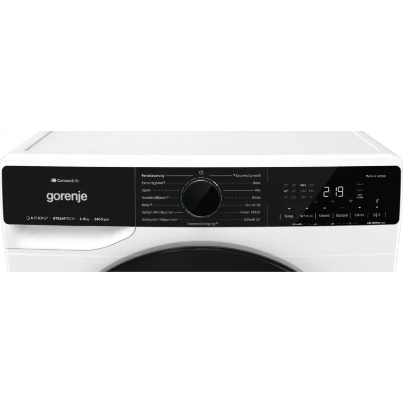 Gorenje WPNA84A2TS skalbyklė su priekiniu pakrovimu 8 kg 1400 aps./min Juoda, Balta