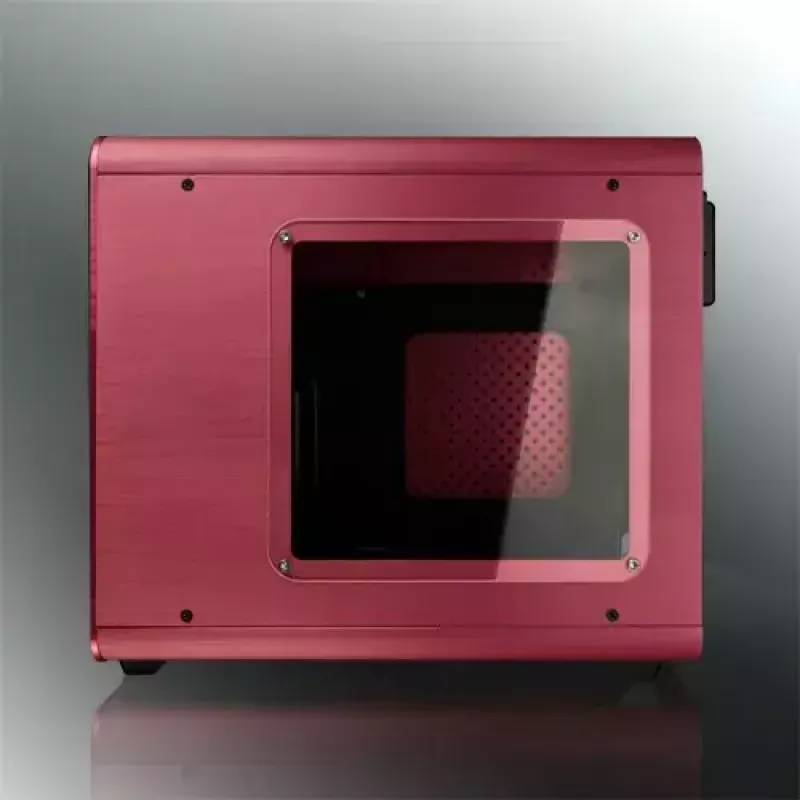 RAIJINTEK METIS PLUS Mini bokštas raudonas — Mini-ITX, 1x 3,5 colio vieta, 4x 2,5 colio vietos, 120 mm ventiliatoriai