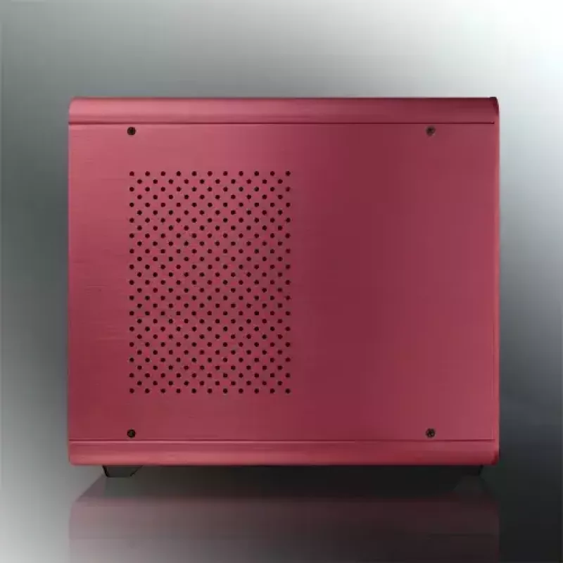 RAIJINTEK METIS PLUS Mini bokštas raudonas — Mini-ITX, 1x 3,5 colio vieta, 4x 2,5 colio vietos, 120 mm ventiliatoriai