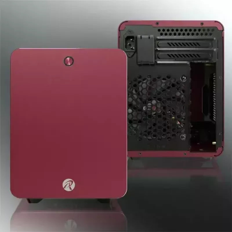 RAIJINTEK METIS PLUS Mini bokštas raudonas — Mini-ITX, 1x 3,5 colio vieta, 4x 2,5 colio vietos, 120 mm ventiliatoriai