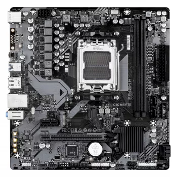 GIGABYTE B840M H Motininė plokštė - AMD Ryzen 9000 procesoriams, 5+2+2 fazių VRM, iki 7200MHz DDR5 (OC), 1xPCIe 4.0 M.2, 1GbE LAN, USB 3.2 Gen 1