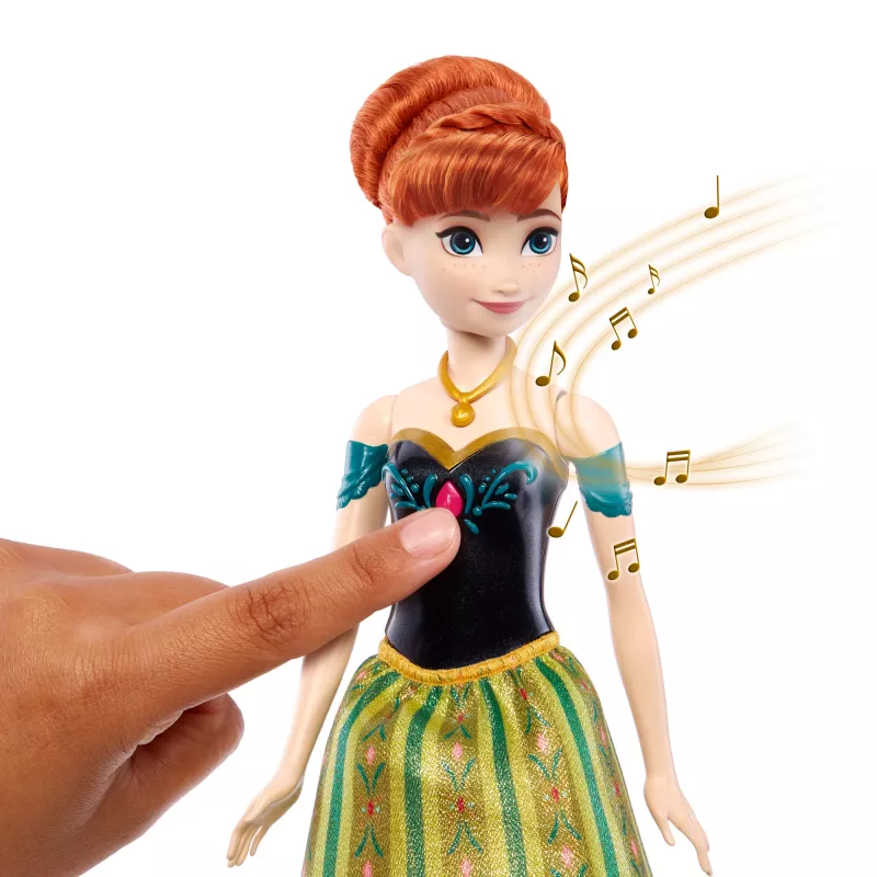Disney Frozen dainuojanti Anna lėlė dainuoja „For the First Time in Forever“ 4 kalbomis