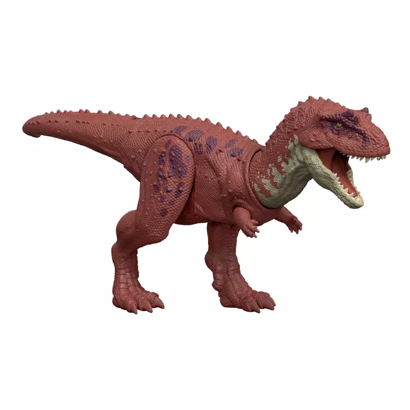 Jurassic World Rebirth Wild Roar Aucasaurus dinozaurų žaislas, uodegos valdomas ataka, krimtimas ir garsas