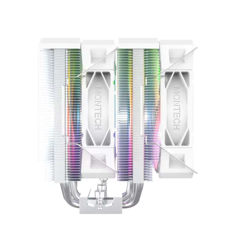 Oro procesoriaus aušintuvas Montech NX600 ARGB 120 mm ventiliatorius, Baltas, 800–2000 RPM, hidrodinaminis guolis, palaiko AM4/AM5/LGA115x/1200/1700