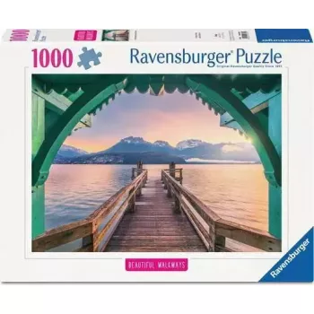 Dėlionė Ravensburger Pėsčiųjų tiltas prie Annecy ežero, Prancūzija — 1000 dalių, 700 mm plotis